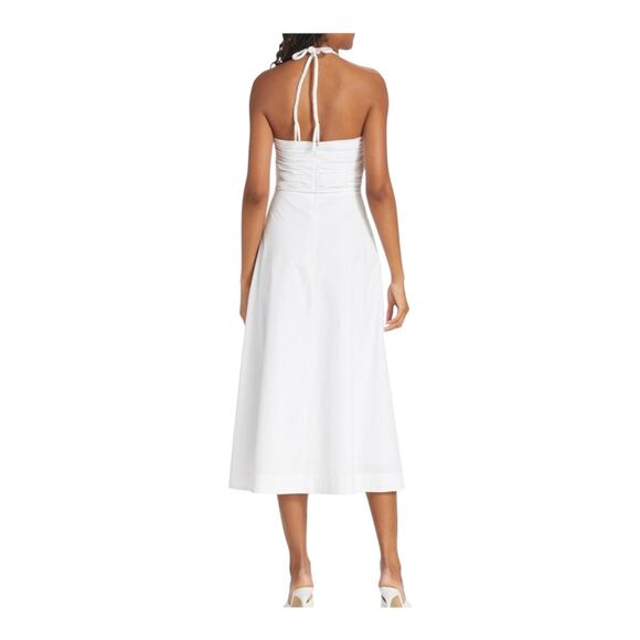 Veronica Beard dress Tucker ruched halter midi white size 14 - Picture 8 of 9